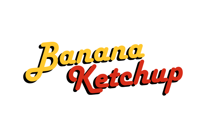 Banana ketchup written in stylized text